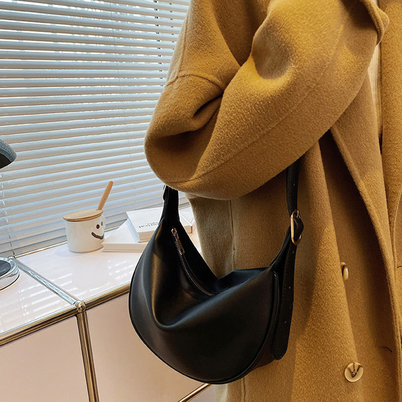 Women’s Genuine Leather Zipper Crossbody Baguette Bag image 4