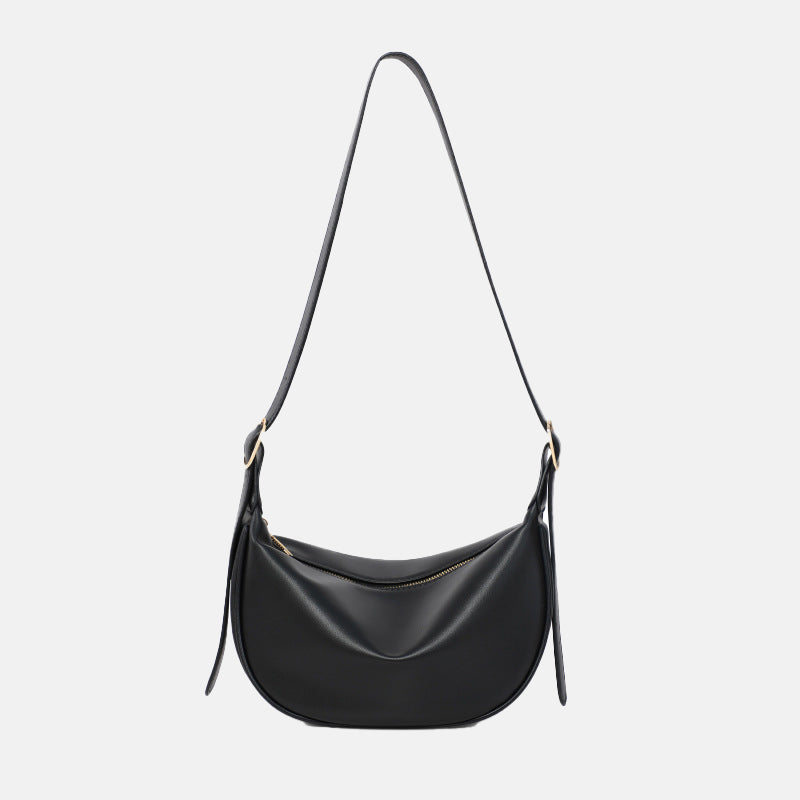Women’s Genuine Leather Zipper Crossbody Baguette Bag image