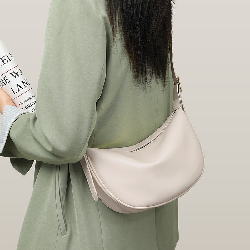 Women’s Genuine Leather Zipper Crossbody Baguette Bag image 6