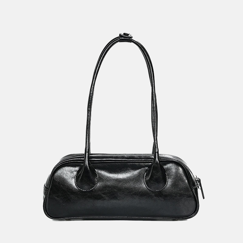 Women’s Genuine Leather Zipper Shoulder Baguette Bag In Vintage image 5