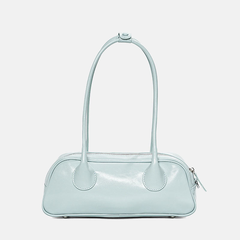 Women’s Genuine Leather Zipper Shoulder Baguette Bag In Vintage image 9