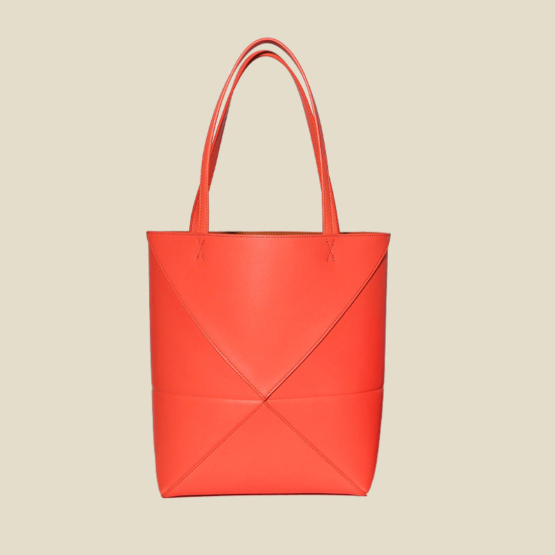 Women’s Geomatric Split Cowhide Tote Bags image 5