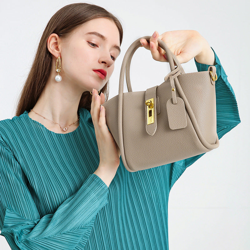 Women’s Leather Bucket Bags with Top Handle image 3