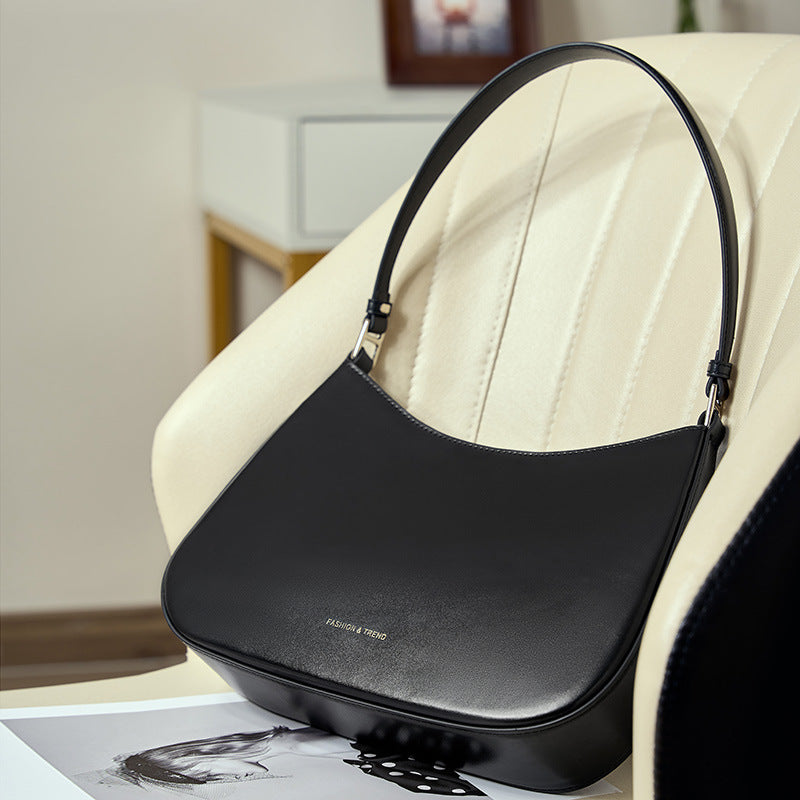 Women’s Leather Crossbody Baguette Bag with Magnetic Closure image 3