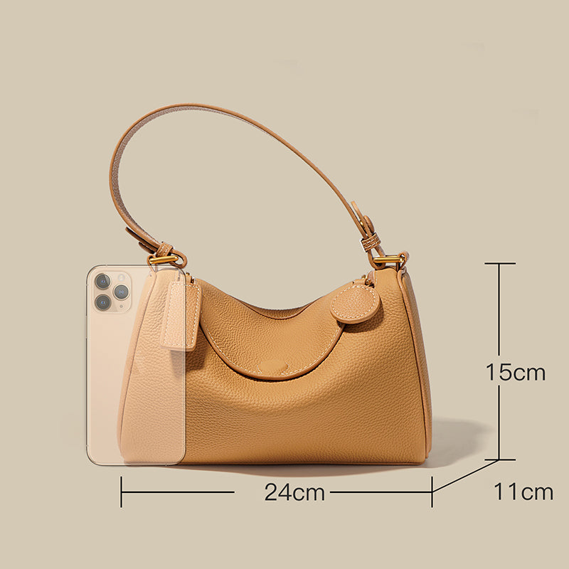 Women’s Minimalist Leather Zipper Closure Hobo Bag with Crossbody Strap image 5