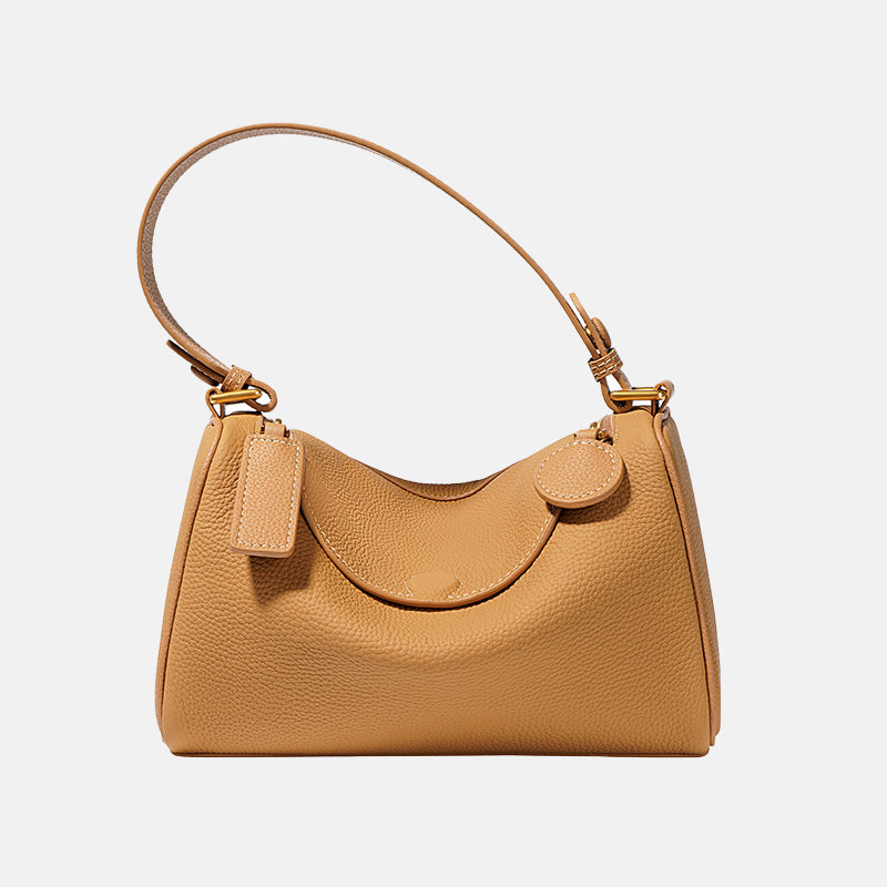 Women’s Minimalist Leather Zipper Closure Hobo Bag with Crossbody Strap image