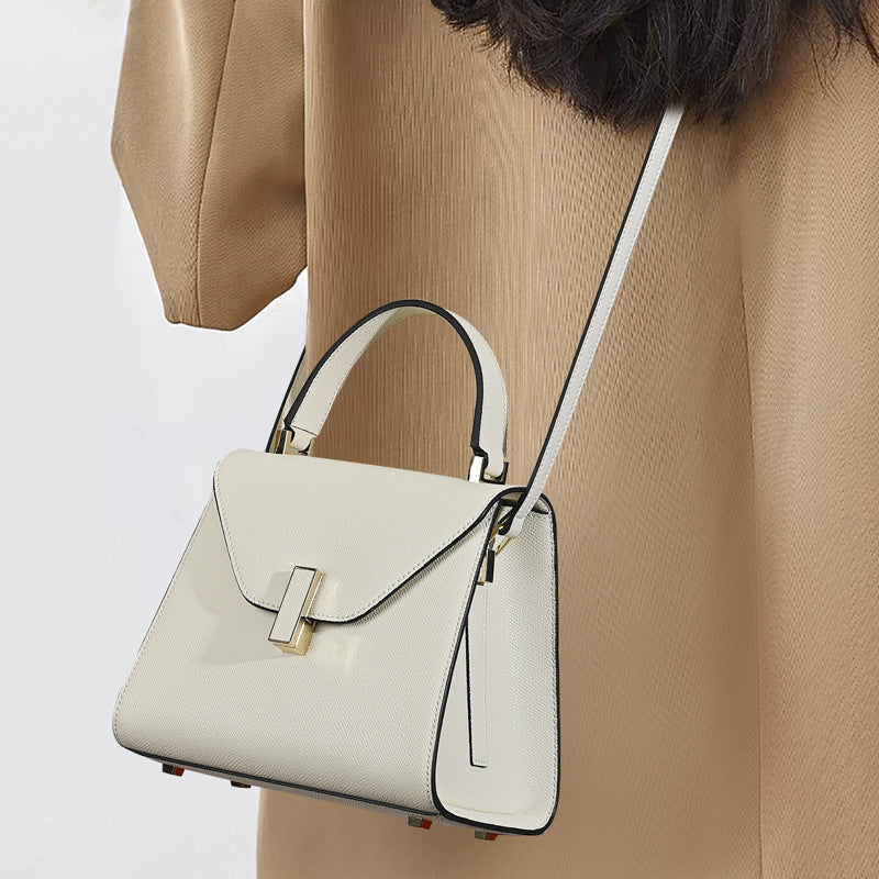Women’s Leather Minimalist Lock-Clasp Crossbody Top Handle Bag image 3