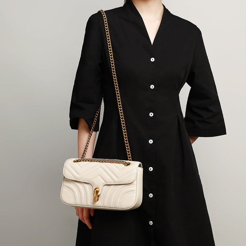 Women’s Leather Quilted Chain Crossbody Bag image 4