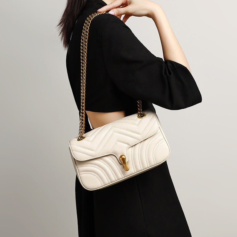 Women’s Leather Quilted Chain Crossbody Bag image 3