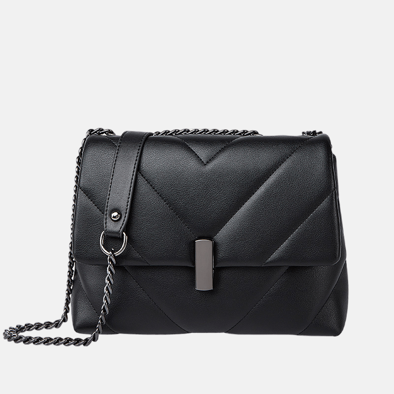 Women’s Leather Quilted Crossbody Bag with Chain Strap image