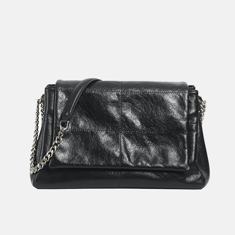 Women’s Leather Quilted Magnetic Flap Chain Crossbody Bag image