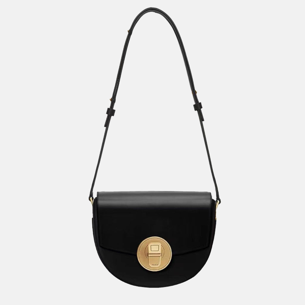 Women’s Leather Vintage Crossbody Saddle Bag with Can-Shaped Lock image 3