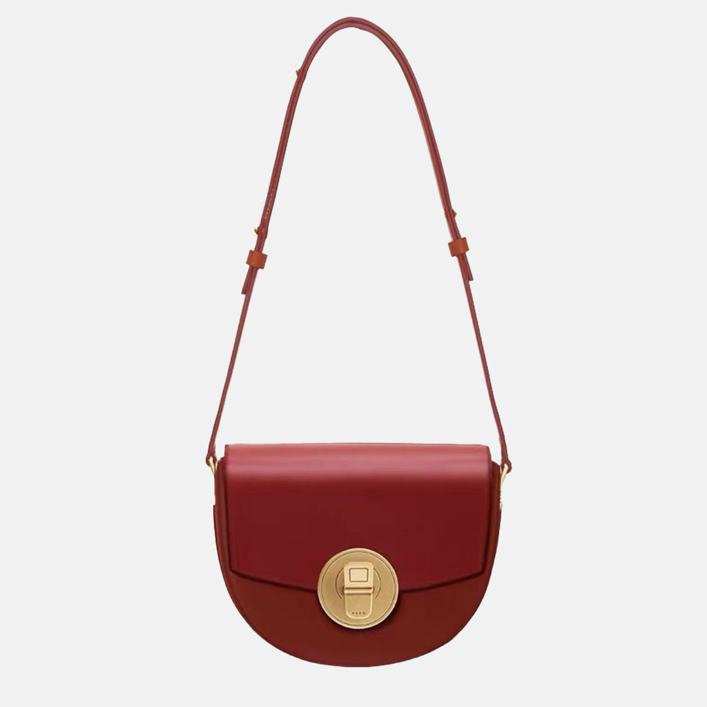 Women’s Leather Vintage Crossbody Saddle Bag with Can-Shaped Lock image 4