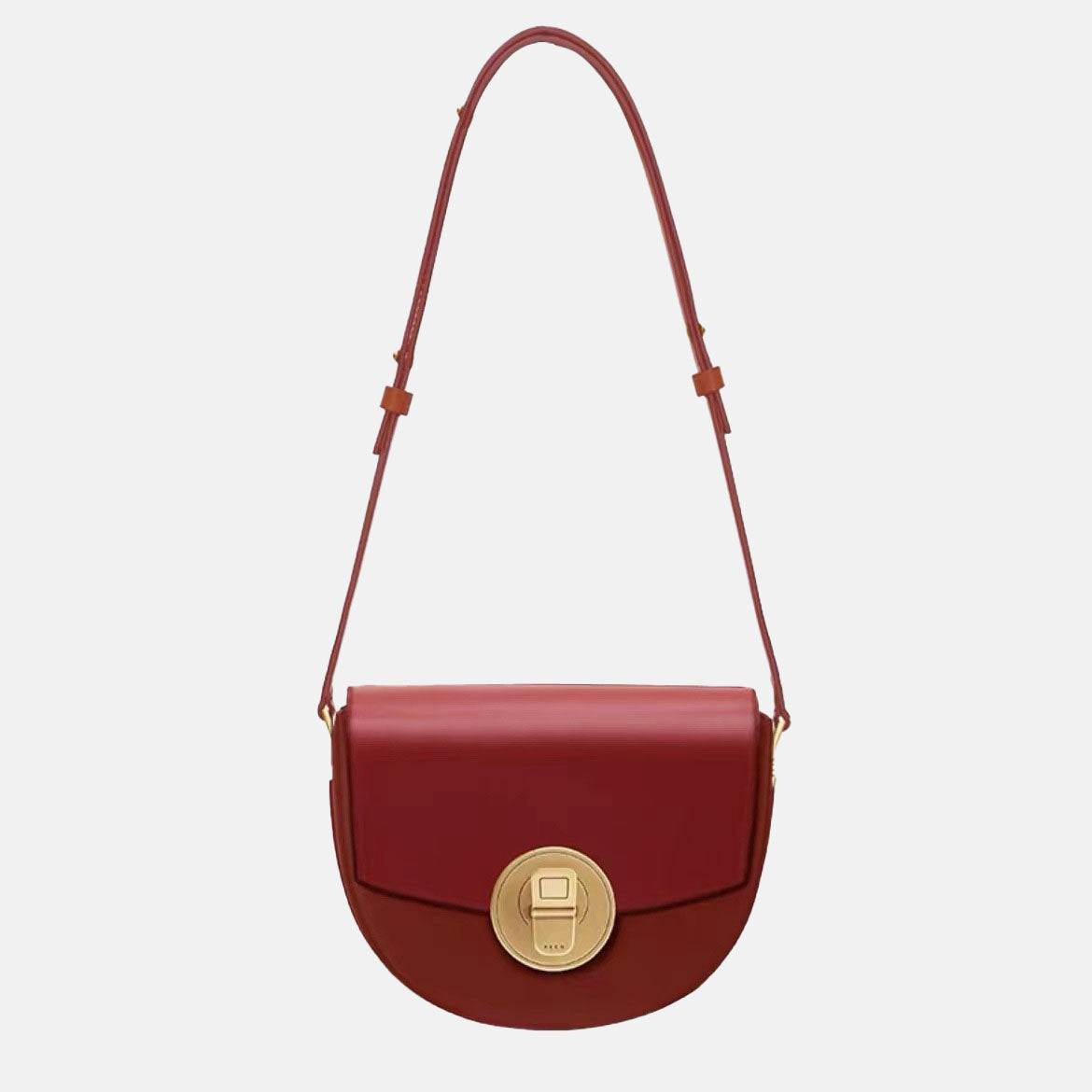 Women’s Leather Vintage Crossbody Saddle Bag with Can-Shaped Lock image 4