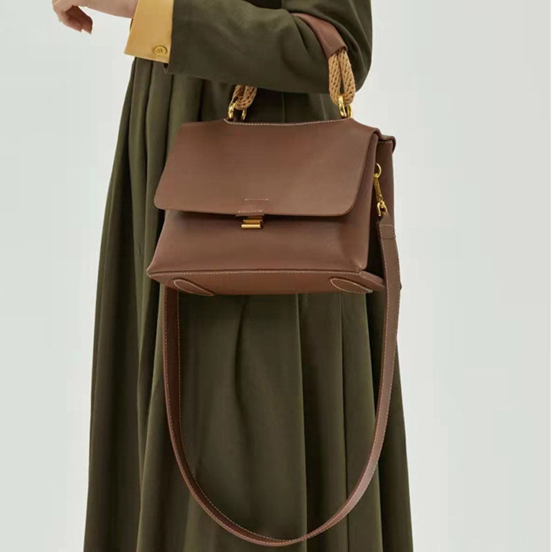 Women’s Leather Vintage Lock Buckle Crossbody Messenger Handbags image 4