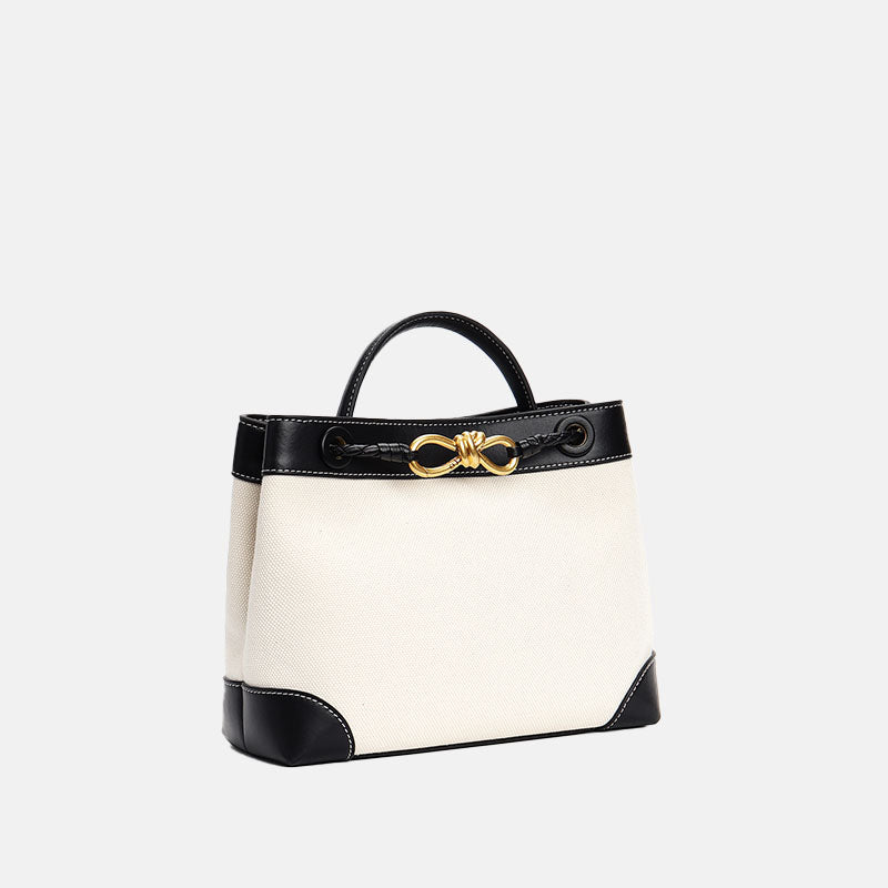 Women’s Leather With Canvas Crossbody Shoulder Tote Bags image 5