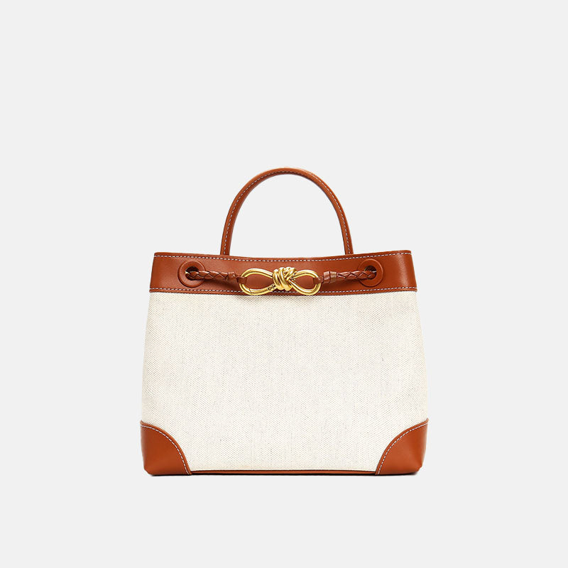 Women’s Leather With Canvas Crossbody Shoulder Tote Bags image