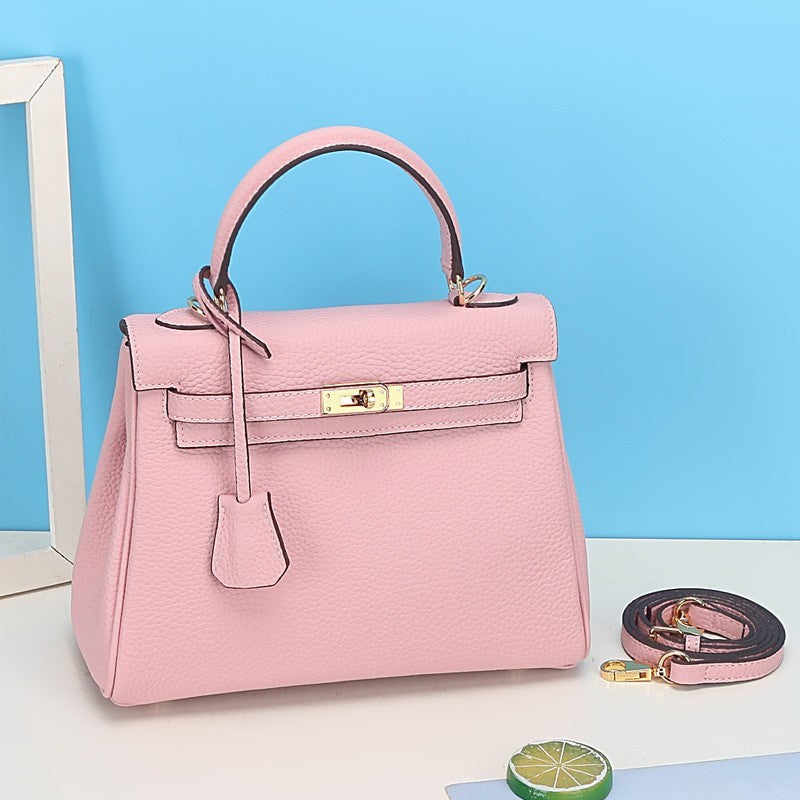 Women’s Lychee Grain Top Handle Bag in Genuine Leather image 6
