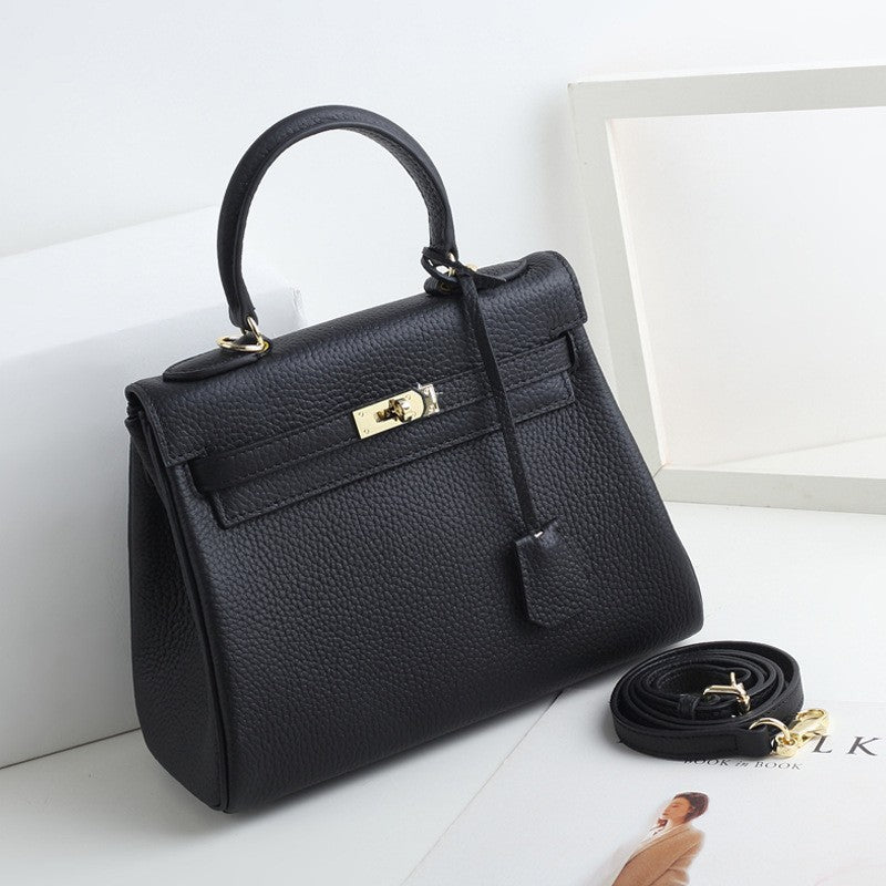 Women’s Lychee Grain Top Handle Bag in Genuine Leather image 3