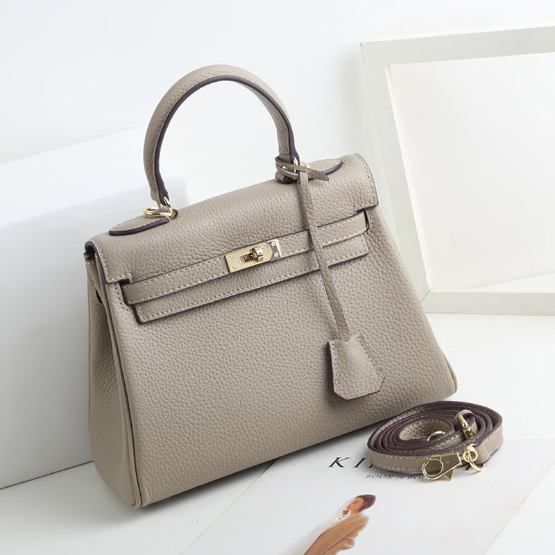 Women’s Lychee Grain Top Handle Bag in Genuine Leather image 8