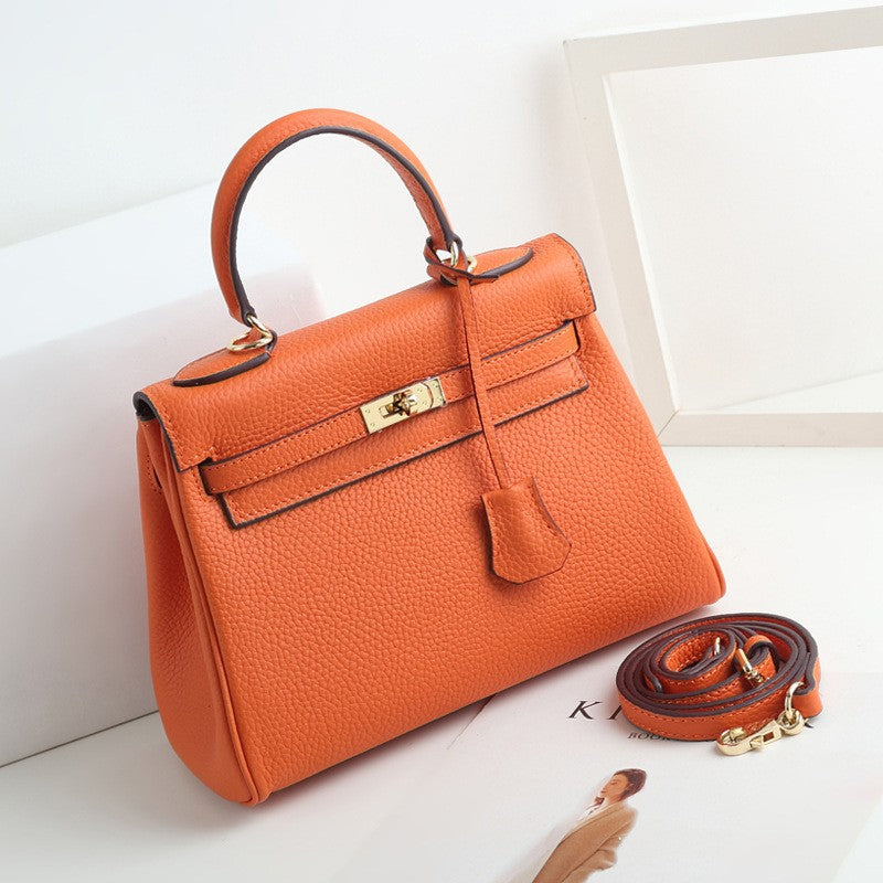 Women’s Lychee Grain Top Handle Bag in Genuine Leather image 5