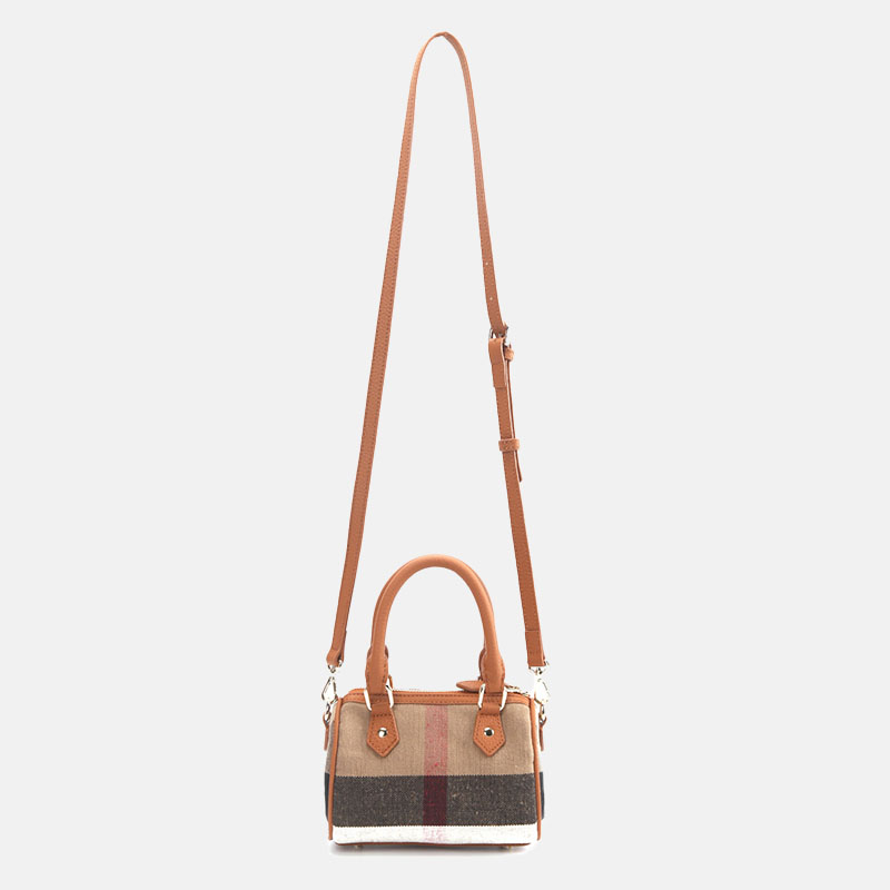 Women’s Mini Brown Patchwork Linen Crossbody Handbags image