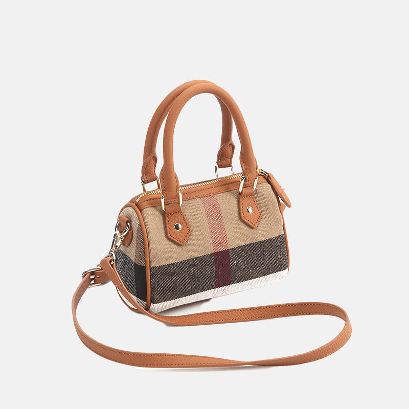 Women’s Mini Brown Patchwork Linen Crossbody Handbags image 3