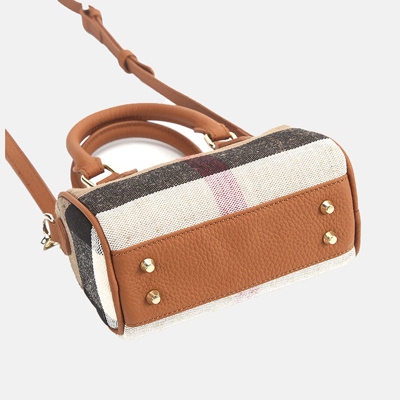 Women’s Mini Brown Patchwork Linen Crossbody Handbags image 5