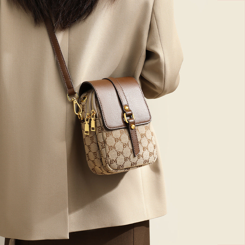 Women’s Mini Coffee Vintage Old Flower Crossbody Bag image 5