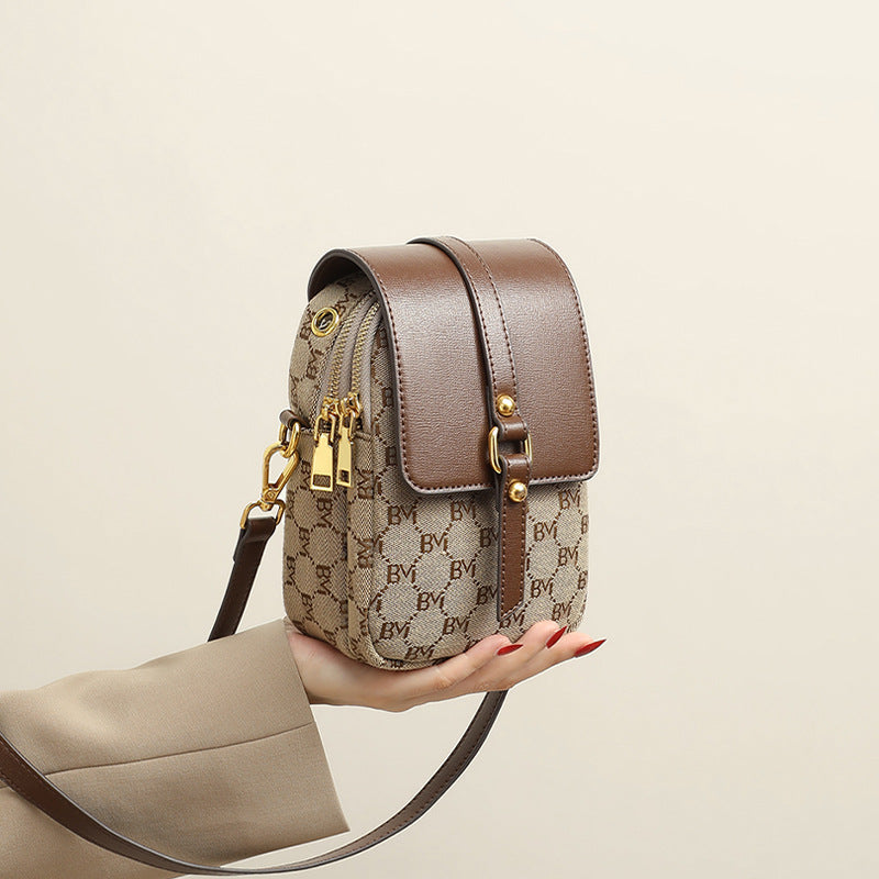 Women’s Mini Coffee Vintage Old Flower Crossbody Bag image 4