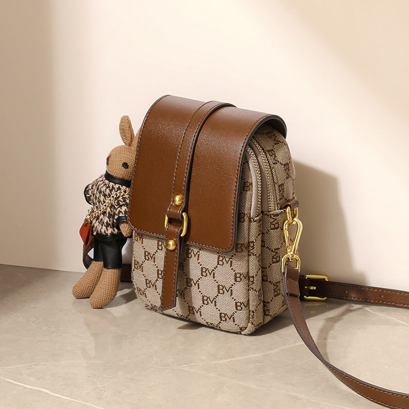 Women’s Mini Coffee Vintage Old Flower Crossbody Bag image 2