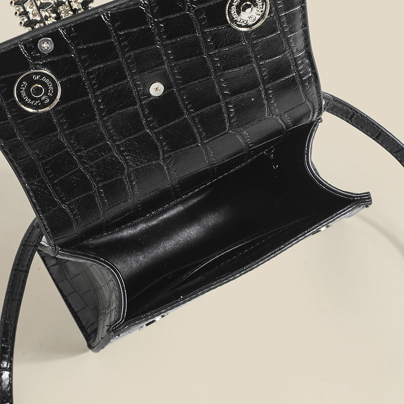 Women’s Mini Crocodile Embossed Rhinestone Crossbody Top Handle Bag image 4