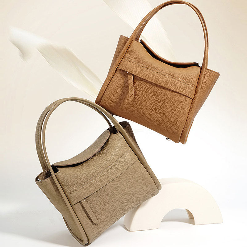Women’s Mini Genuine Leather Crossbody Bucket Tote Bag In Minimalist image 3