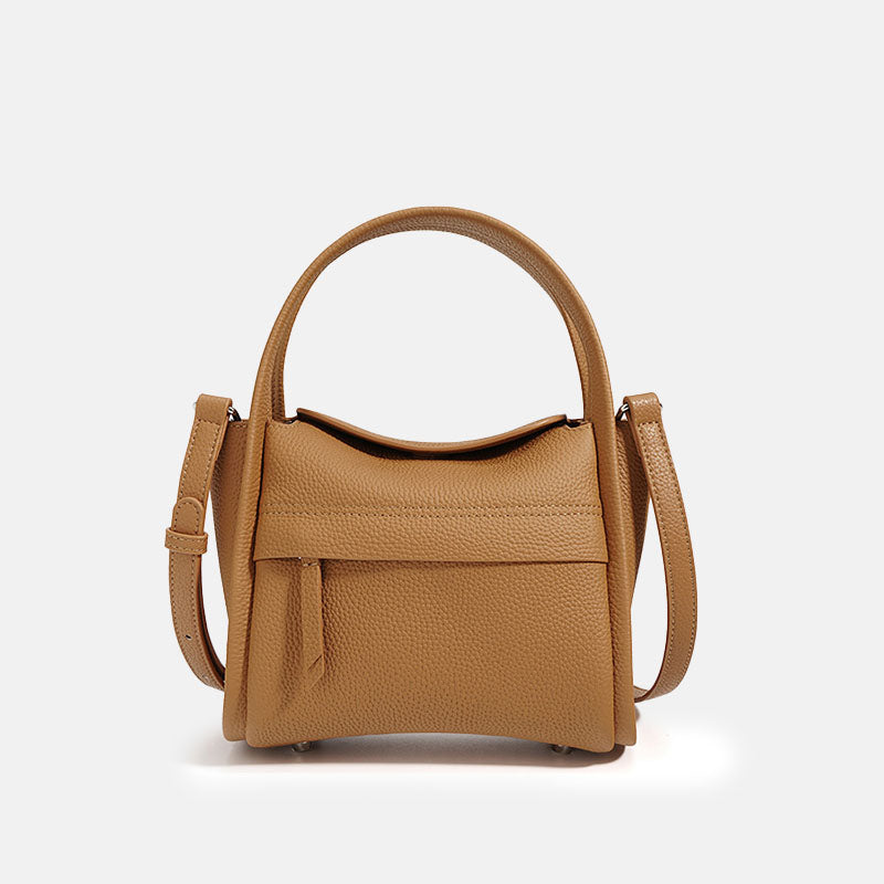 Women’s Mini Genuine Leather Crossbody Bucket Tote Bag In Minimalist image