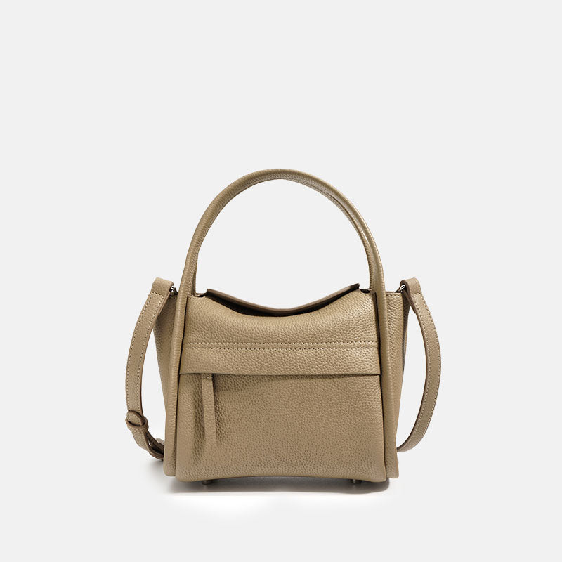Women’s Mini Genuine Leather Crossbody Bucket Tote Bag In Minimalist image 7