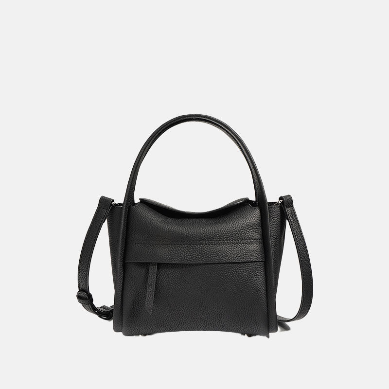 Women’s Mini Genuine Leather Crossbody Bucket Tote Bag In Minimalist image 8