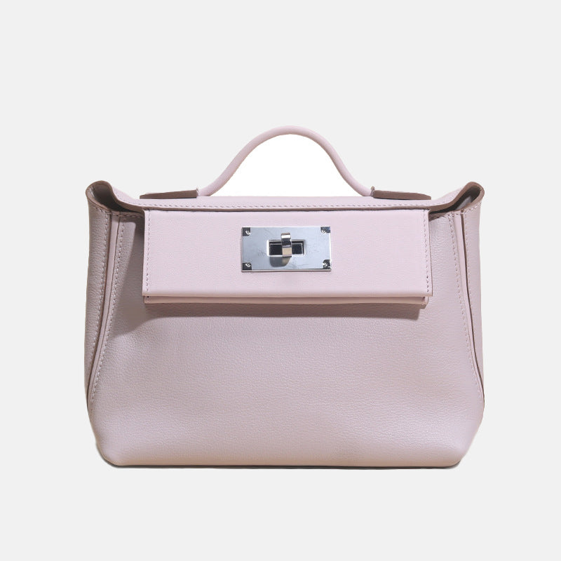 Women’s Mini Genuine Leather Lock Buckle Crossbody Top Handle Bag image 4