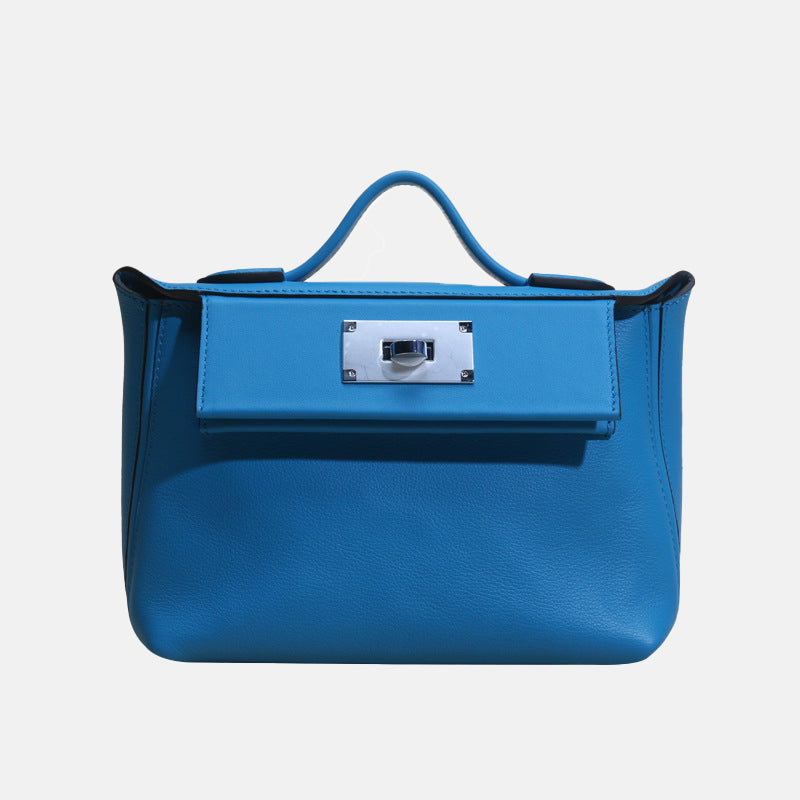 Women’s Mini Genuine Leather Lock Buckle Crossbody Top Handle Bag image 6