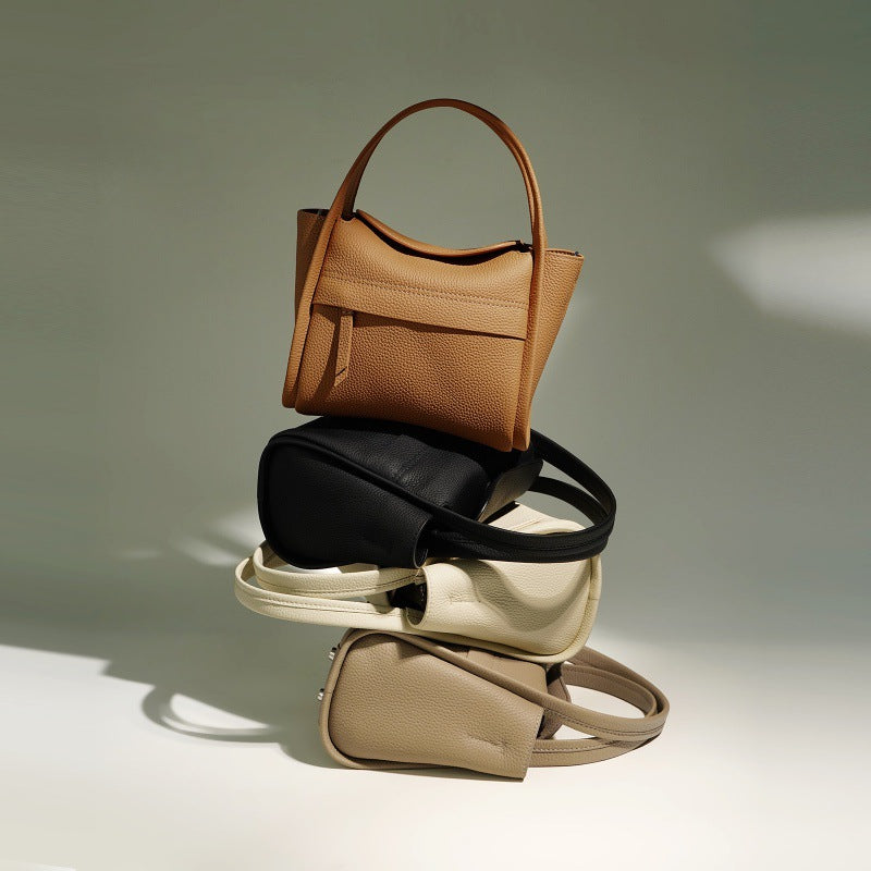 Women’s Mini Genuine Leather Minimalist Crossbody Bucket Bag image 4