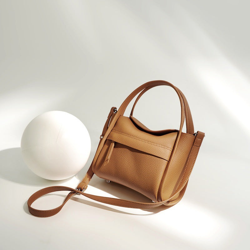 Women’s Mini Genuine Leather Minimalist Crossbody Bucket Bag image 3