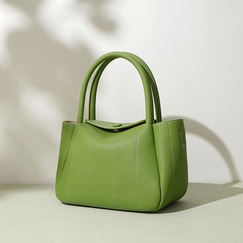 Women’s Mini Genuine Leather Minimalist Yuanbao-Shaped Tote Bag image 2