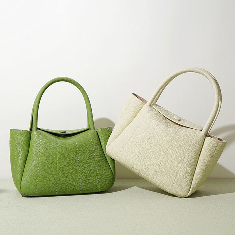 Women’s Mini Genuine Leather Minimalist Yuanbao-Shaped Tote Bag image 3