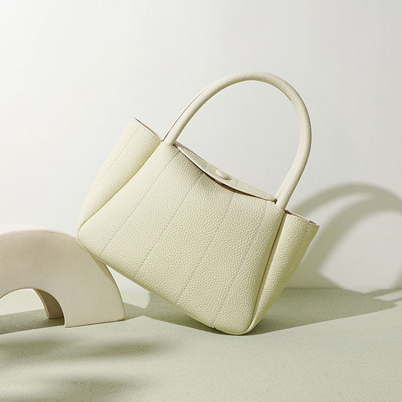 Women’s Mini Genuine Leather Minimalist Yuanbao-Shaped Tote Bag image 5