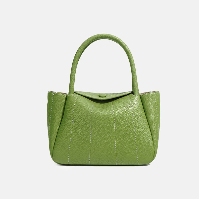 Women’s Mini Genuine Leather Minimalist Yuanbao-Shaped Tote Bag image