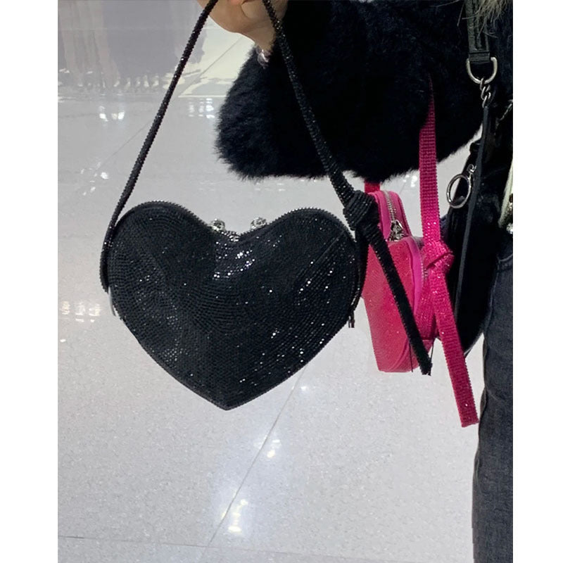 Women’s Mini Heart-shaped Rhinestone Shoulder Prom Bags image 4