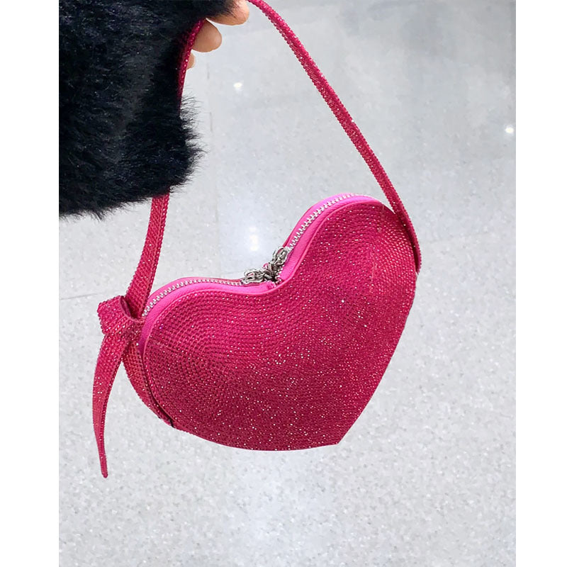 Women’s Mini Heart-shaped Rhinestone Shoulder Prom Bags image 3