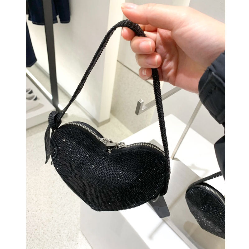 Women’s Mini Heart-shaped Rhinestone Shoulder Prom Bags image 5