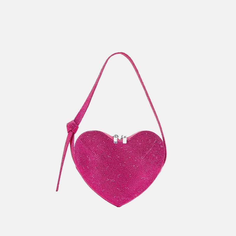 Women’s Mini Heart-shaped Rhinestone Shoulder Prom Bags image