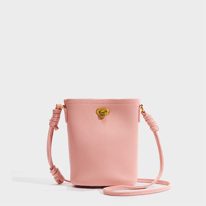 Women’s Mini Minimalist Genuine Leather Crossbody Bucket Bag image