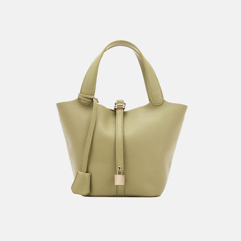Women’s Mini PU Material Lock Buckle Crossbody Tote Bucket Bag image 4